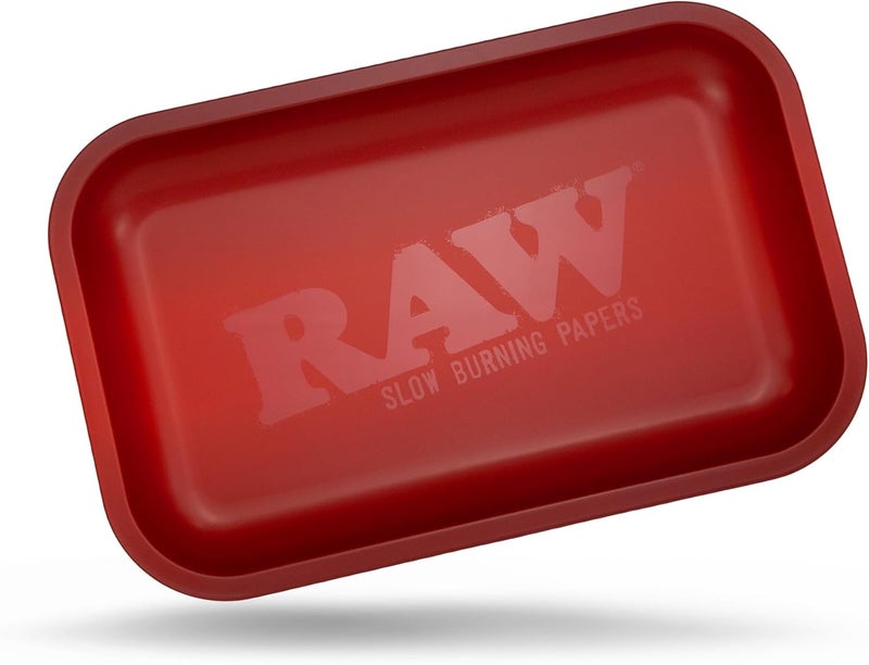 Raw Red Small Rolling Tray 11" x 7" - Limited Edition Red Finish - Elegant, Sleek and Smooth Rounded Edges with Black Mini Tray Keychain by ES Distributions - Image 3